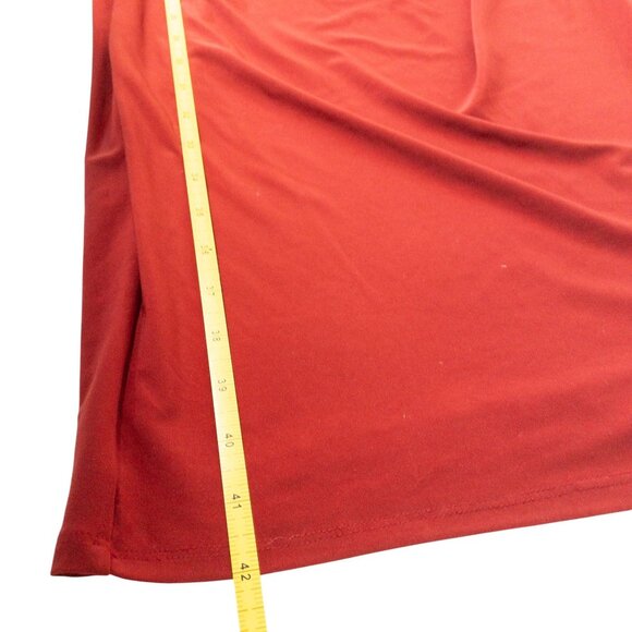 Ralph Lauren Red Ruched Midi Dress With Surplice Neckline SZ 10 M Dinner Party - Picture 8 of 9